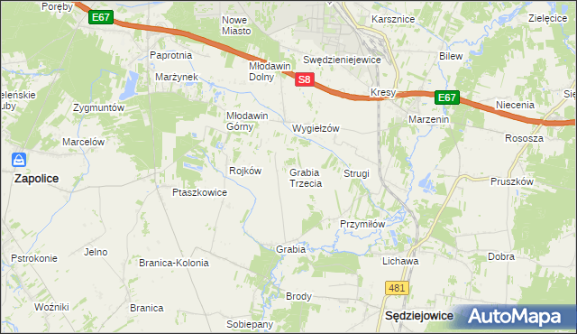mapa Grabia Trzecia, Grabia Trzecia na mapie Targeo