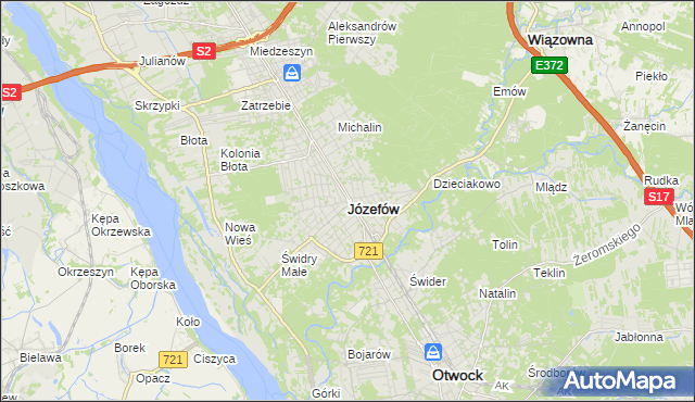 mapa Józefów powiat otwocki, Józefów powiat otwocki na mapie Targeo
