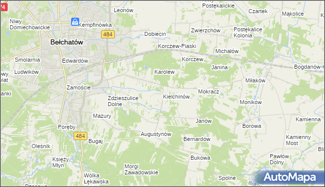 mapa Kielchinów, Kielchinów na mapie Targeo