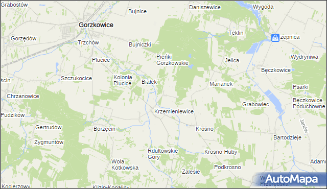 mapa Kolonia Krzemieniewice, Kolonia Krzemieniewice na mapie Targeo