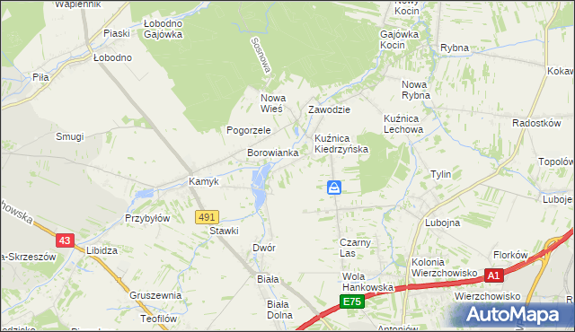 mapa Kopiec gmina Kłobuck, Kopiec gmina Kłobuck na mapie Targeo