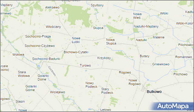 mapa Krzykosy gmina Bulkowo, Krzykosy gmina Bulkowo na mapie Targeo