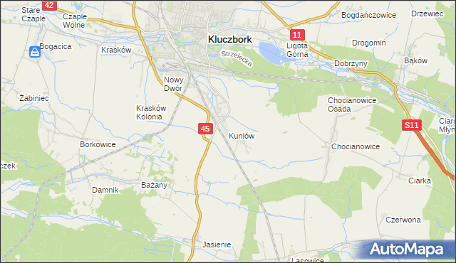 mapa Kuniów, Kuniów na mapie Targeo