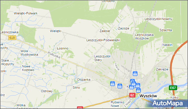 mapa Leszczydół Stary, Leszczydół Stary na mapie Targeo