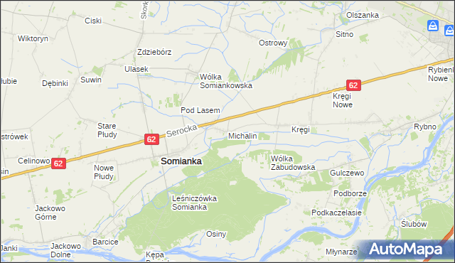 mapa Michalin gmina Somianka, Michalin gmina Somianka na mapie Targeo