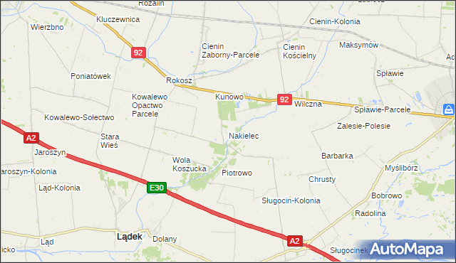 mapa Nakielec, Nakielec na mapie Targeo