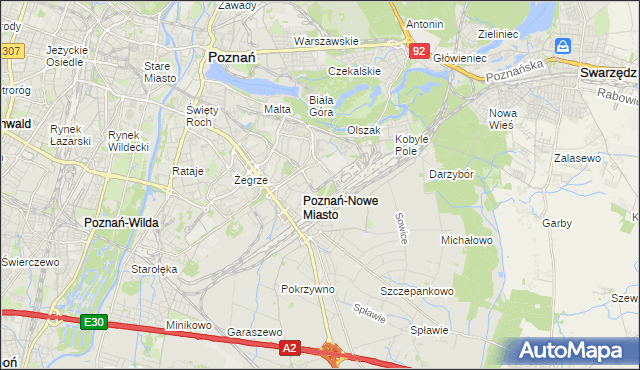 mapa Nowe Miasto gmina Poznań, Nowe Miasto gmina Poznań na mapie Targeo