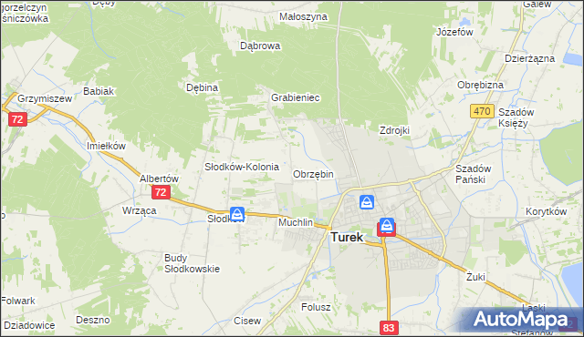 mapa Obrzębin, Obrzębin na mapie Targeo