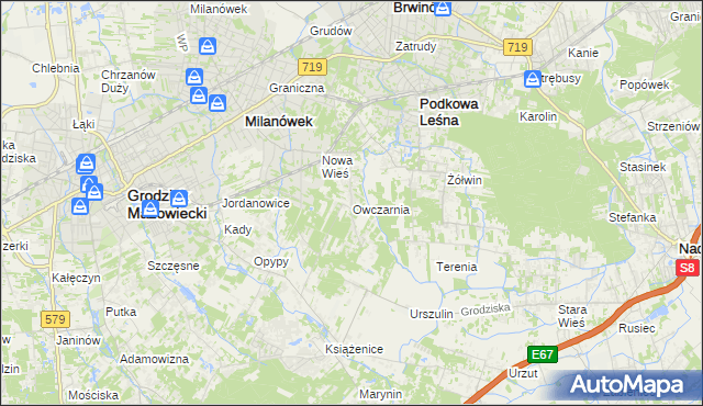 mapa Owczarnia gmina Brwinów, Owczarnia gmina Brwinów na mapie Targeo