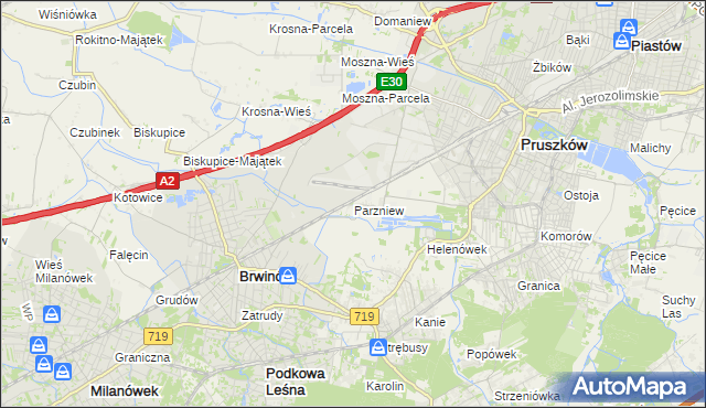 mapa Parzniew, Parzniew na mapie Targeo