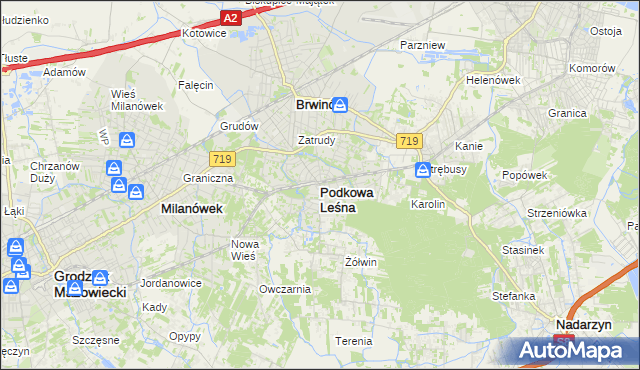 mapa Podkowa Leśna, Podkowa Leśna na mapie Targeo