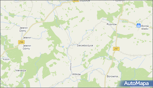 mapa Siecieborzyce, Siecieborzyce na mapie Targeo