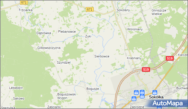 mapa Sierbowce, Sierbowce na mapie Targeo