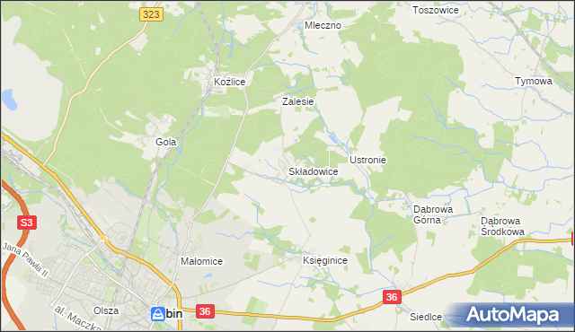 mapa Składowice, Składowice na mapie Targeo