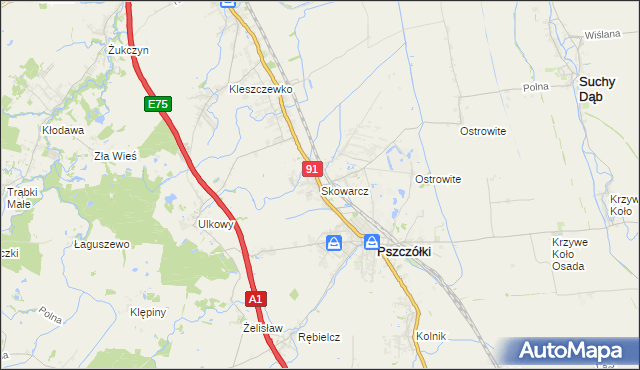 mapa Skowarcz, Skowarcz na mapie Targeo