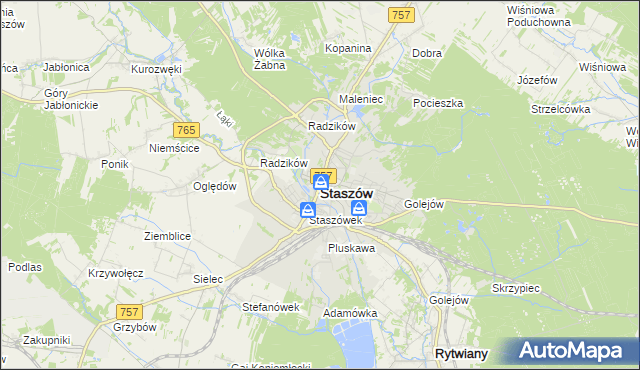 mapa Staszów, Staszów na mapie Targeo