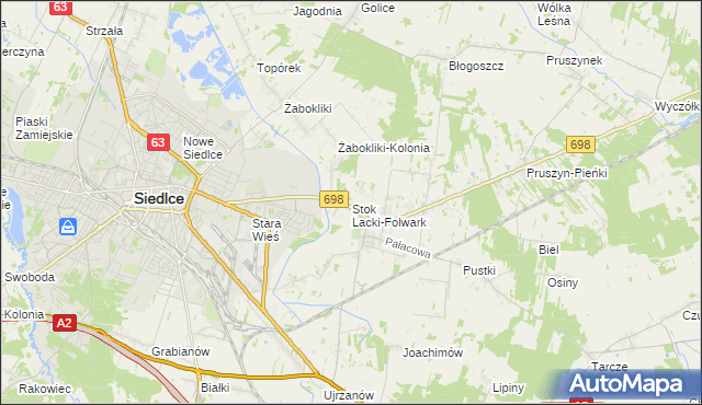 mapa Stok Lacki-Folwark, Stok Lacki-Folwark na mapie Targeo
