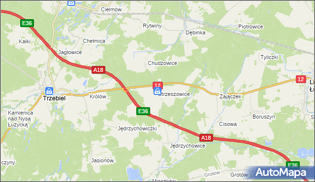 mapa Strzeszowice, Strzeszowice na mapie Targeo