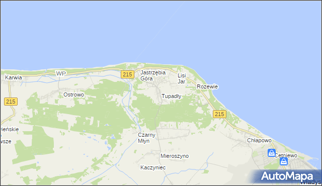 mapa Tupadły gmina Władysławowo, Tupadły gmina Władysławowo na mapie Targeo