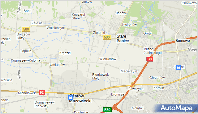 mapa Wieruchów, Wieruchów na mapie Targeo