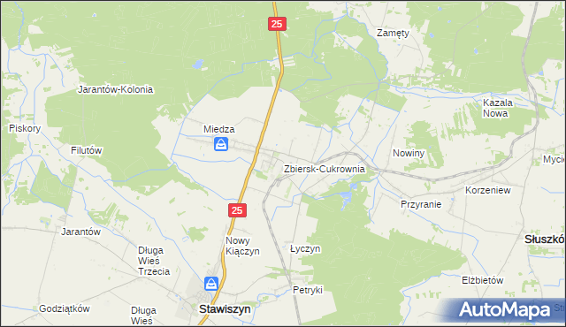 mapa Zbiersk-Cukrownia, Zbiersk-Cukrownia na mapie Targeo