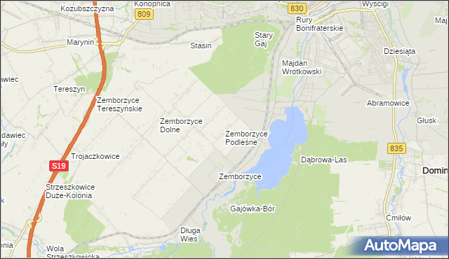 mapa Zemborzyce Podleśne, Zemborzyce Podleśne na mapie Targeo