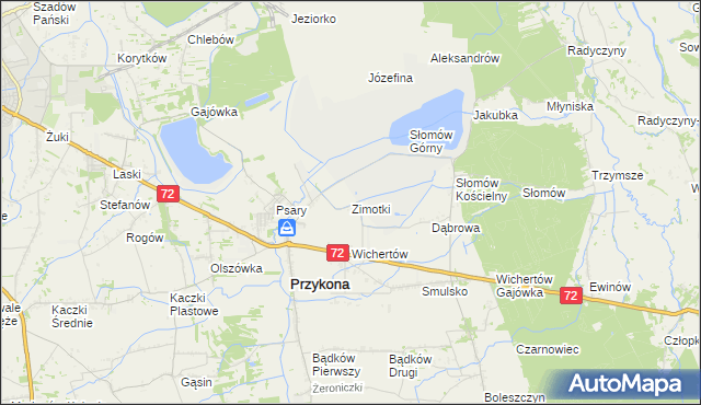 mapa Zimotki, Zimotki na mapie Targeo