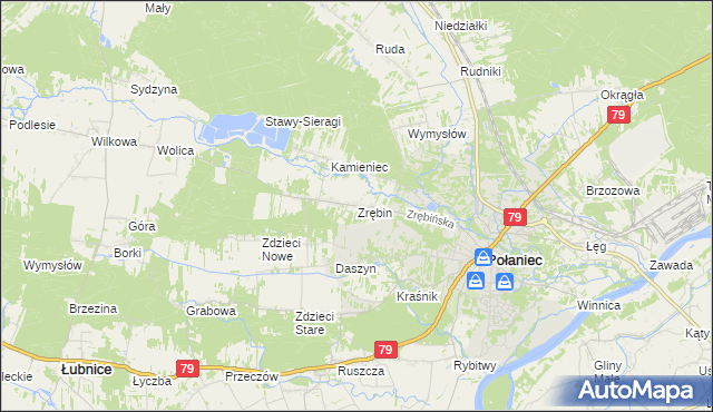 mapa Zrębin, Zrębin na mapie Targeo