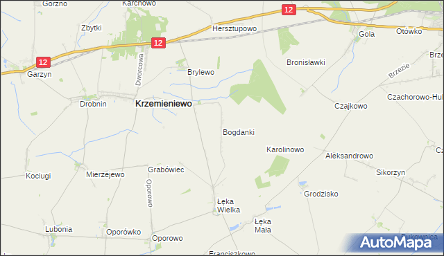 mapa Bogdanki gmina Poniec, Bogdanki gmina Poniec na mapie Targeo