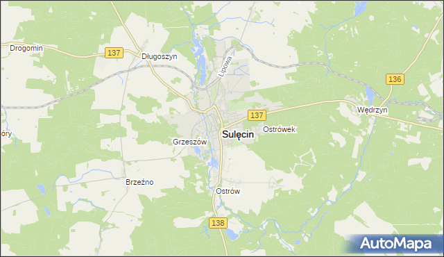 mapa Sulęcin, Sulęcin na mapie Targeo