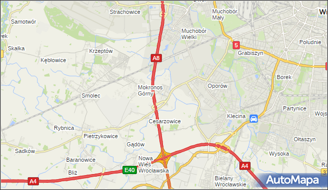 mapa Mokronos Dolny, Mokronos Dolny na mapie Targeo