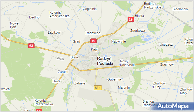 mapa Radzyń Podlaski, Radzyń Podlaski na mapie Targeo