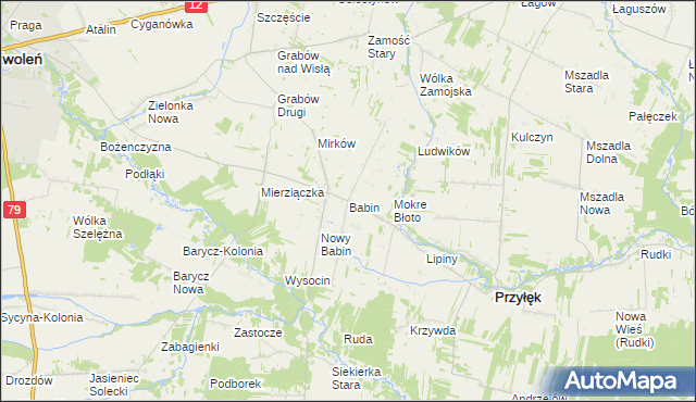 mapa Babin gmina Przyłęk, Babin gmina Przyłęk na mapie Targeo