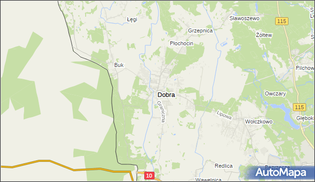 mapa Dobra gmina Dobra (Szczecińska), Dobra gmina Dobra (Szczecińska) na mapie Targeo