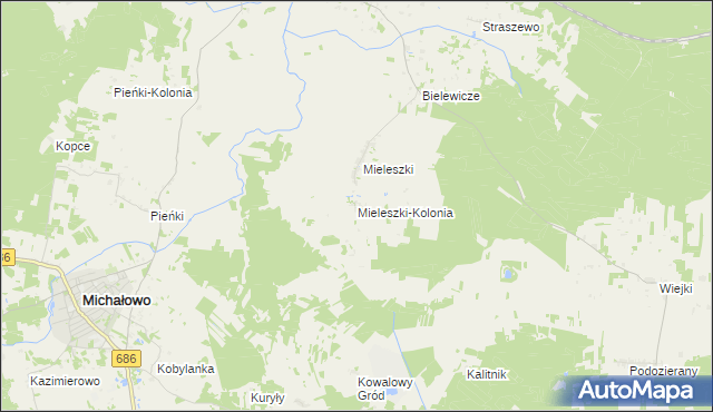 mapa Mieleszki-Kolonia, Mieleszki-Kolonia na mapie Targeo