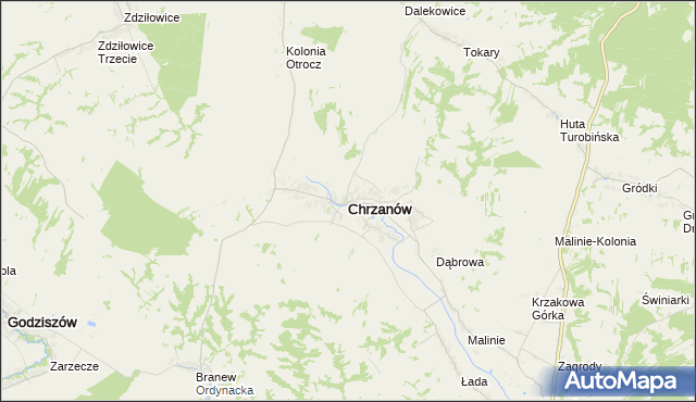 mapa Chrzanów powiat janowski, Chrzanów powiat janowski na mapie Targeo