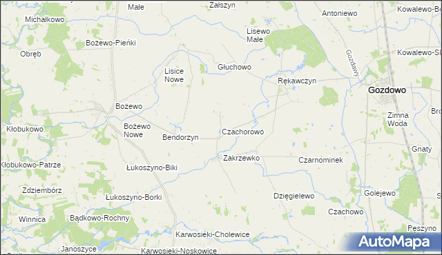 mapa Czachorowo gmina Gozdowo, Czachorowo gmina Gozdowo na mapie Targeo