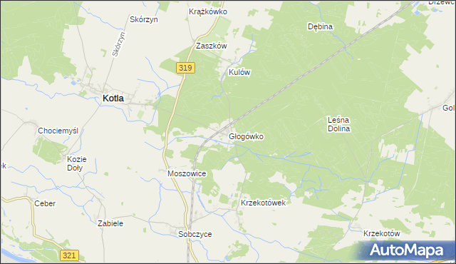 mapa Głogówko gmina Kotla, Głogówko gmina Kotla na mapie Targeo