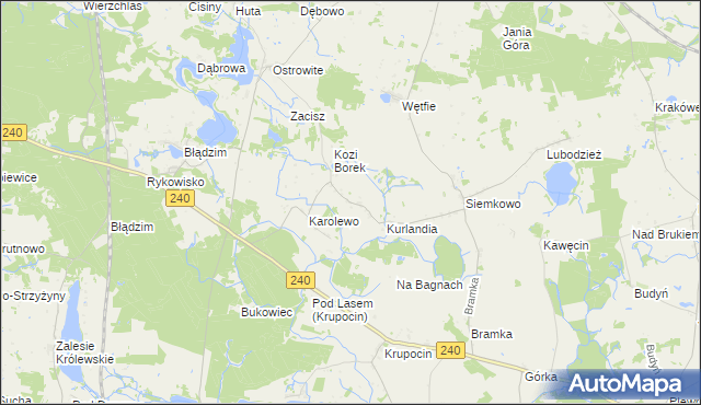 mapa Jeziorki gmina Lniano, Jeziorki gmina Lniano na mapie Targeo