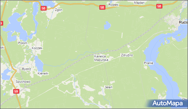 mapa Karwica Mazurska, Karwica Mazurska na mapie Targeo