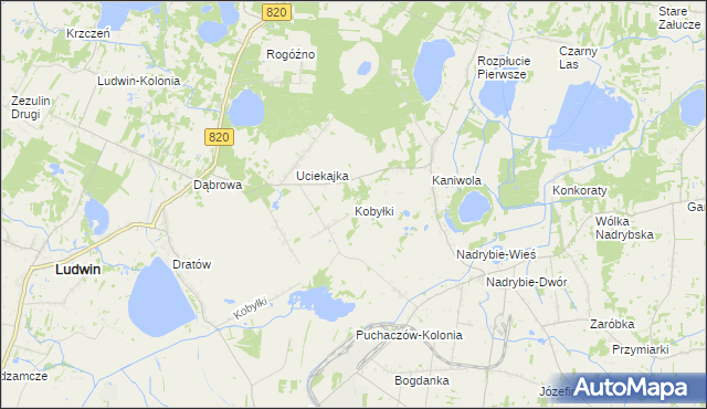 mapa Kobyłki gmina Ludwin, Kobyłki gmina Ludwin na mapie Targeo