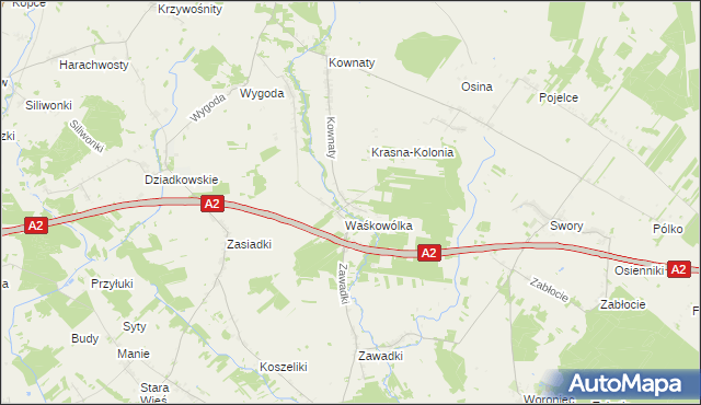 mapa Krasna gmina Huszlew, Krasna gmina Huszlew na mapie Targeo