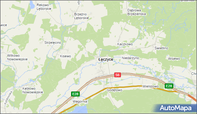 mapa Łęczyce powiat wejherowski, Łęczyce powiat wejherowski na mapie Targeo