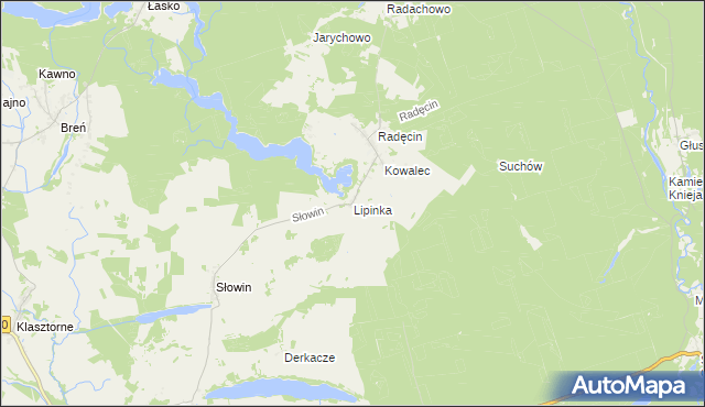 mapa Lipinka gmina Dobiegniew, Lipinka gmina Dobiegniew na mapie Targeo