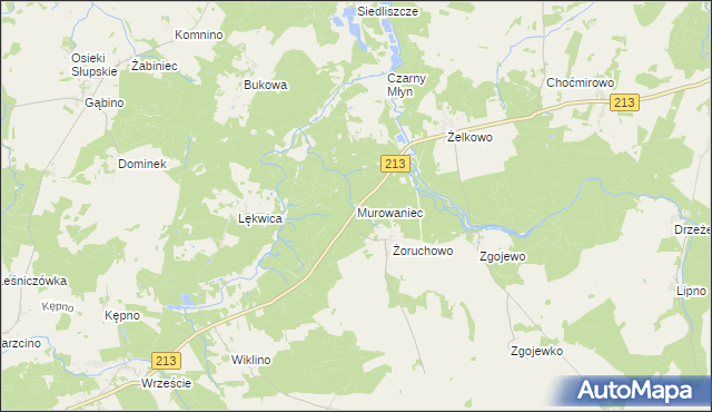 mapa Murowaniec gmina Główczyce, Murowaniec gmina Główczyce na mapie Targeo