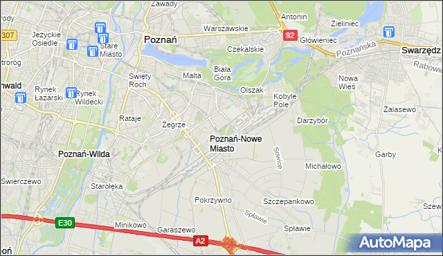 mapa Nowe Miasto gmina Poznań, Nowe Miasto gmina Poznań na mapie Targeo