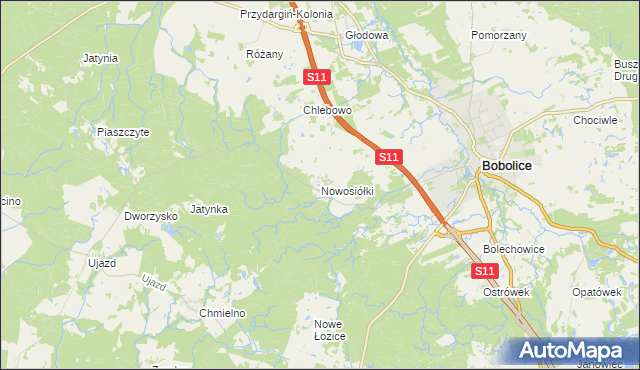 mapa Nowosiółki gmina Bobolice, Nowosiółki gmina Bobolice na mapie Targeo