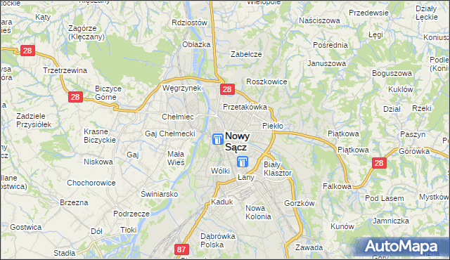 mapa Nowego Sącza, Nowy Sącz na mapie Targeo