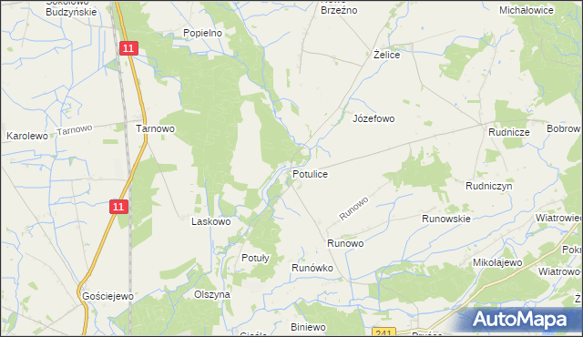 mapa Potulice gmina Wągrowiec, Potulice gmina Wągrowiec na mapie Targeo