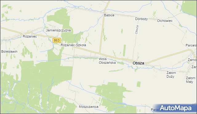 mapa Wola Obszańska, Wola Obszańska na mapie Targeo